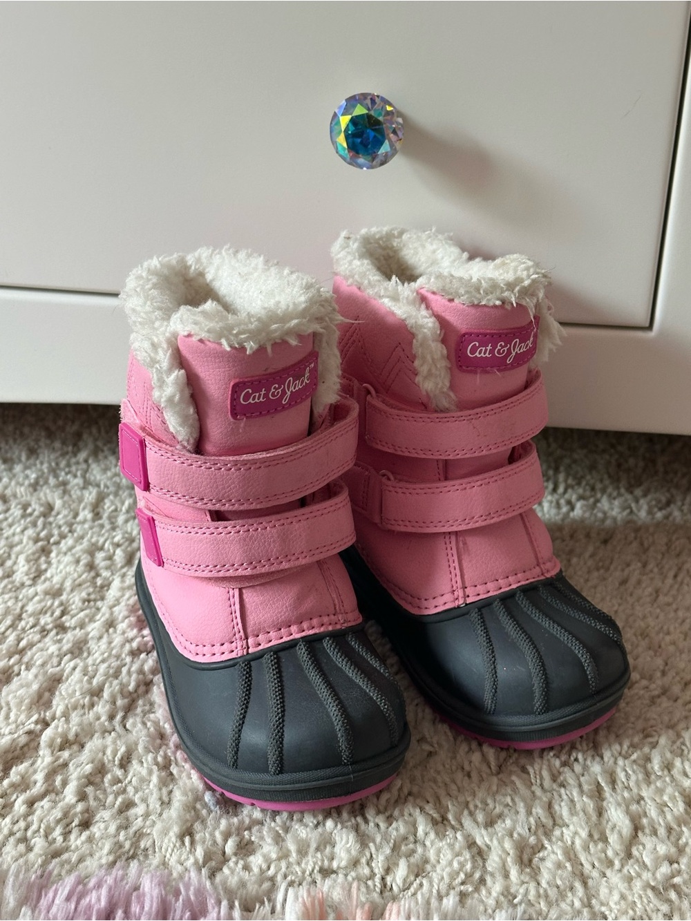 Cat & Jack Pink and White Kids Waterproof Winter Boots